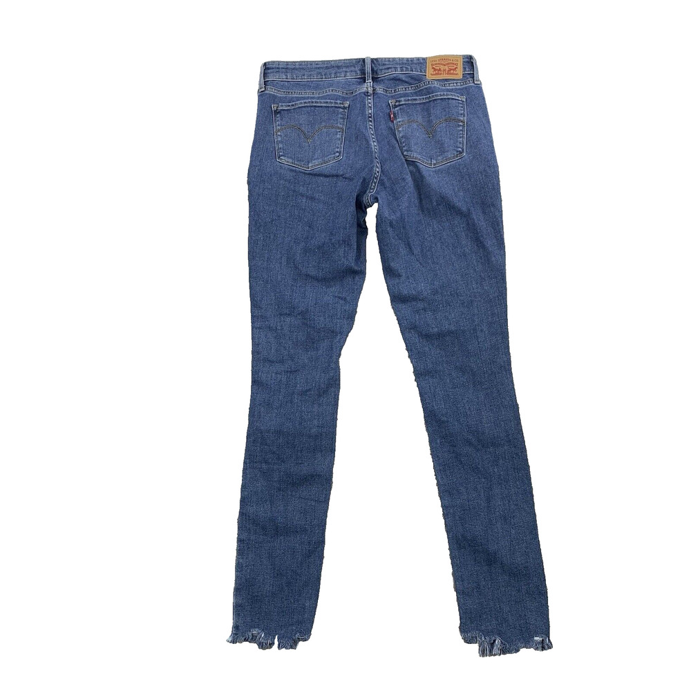 Levis 711 Skinny Women Jeans Size 30 Blue Distressed Denim 30" Inseam A203